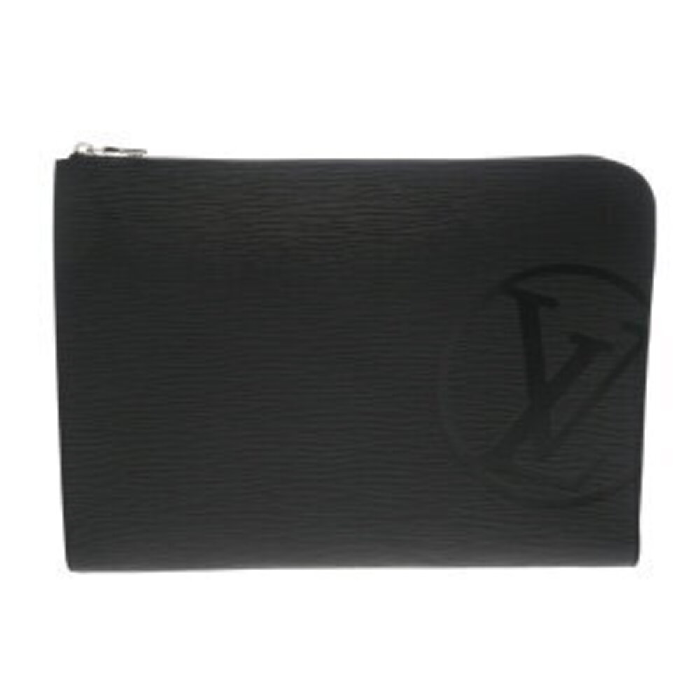 Louis Vuitton Epi Pochette Jour LV Circle Noir Black Leather Clutch Bag